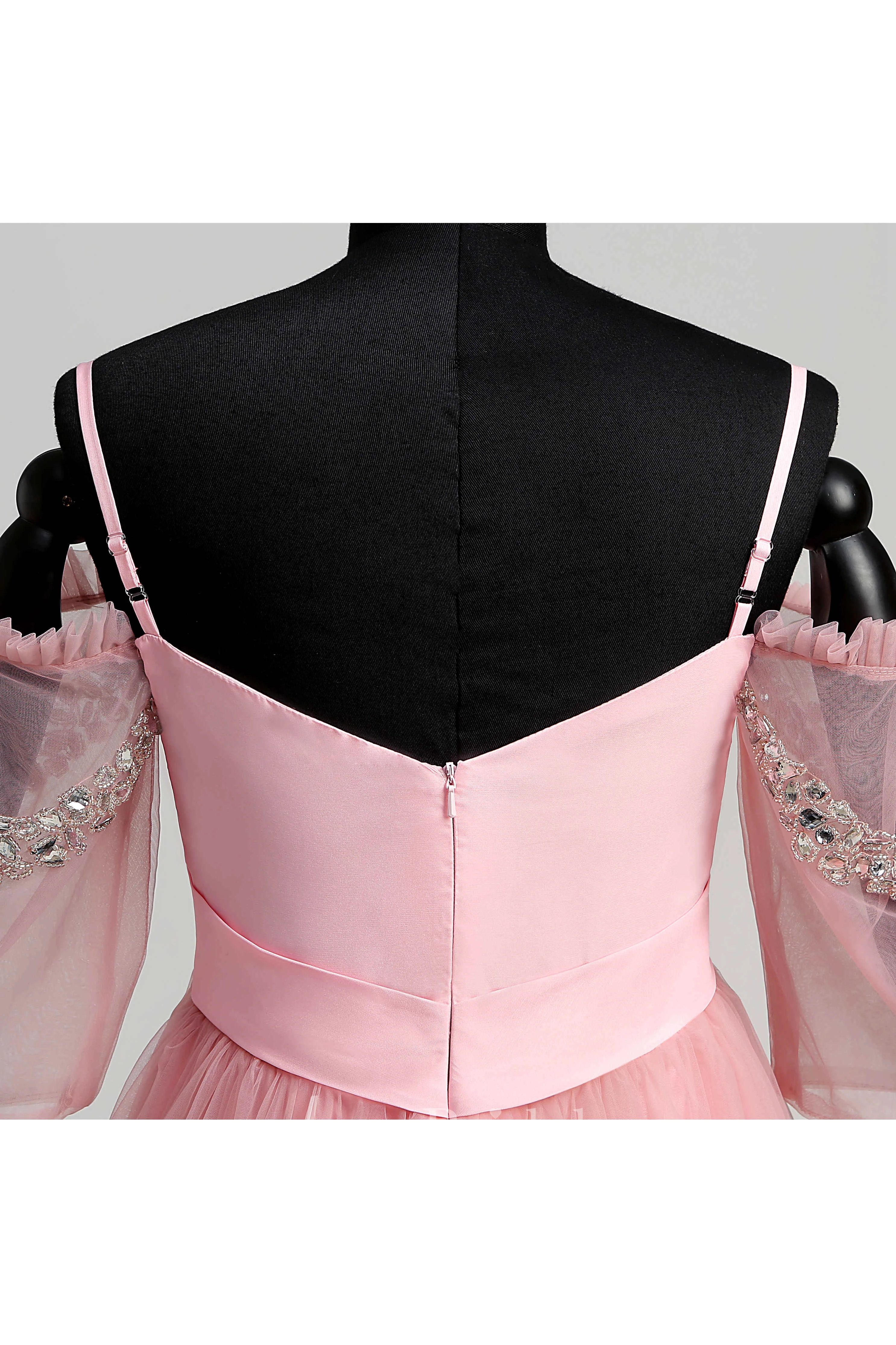 Off-the-sholder Sequined A-line Half Sleeve Dress