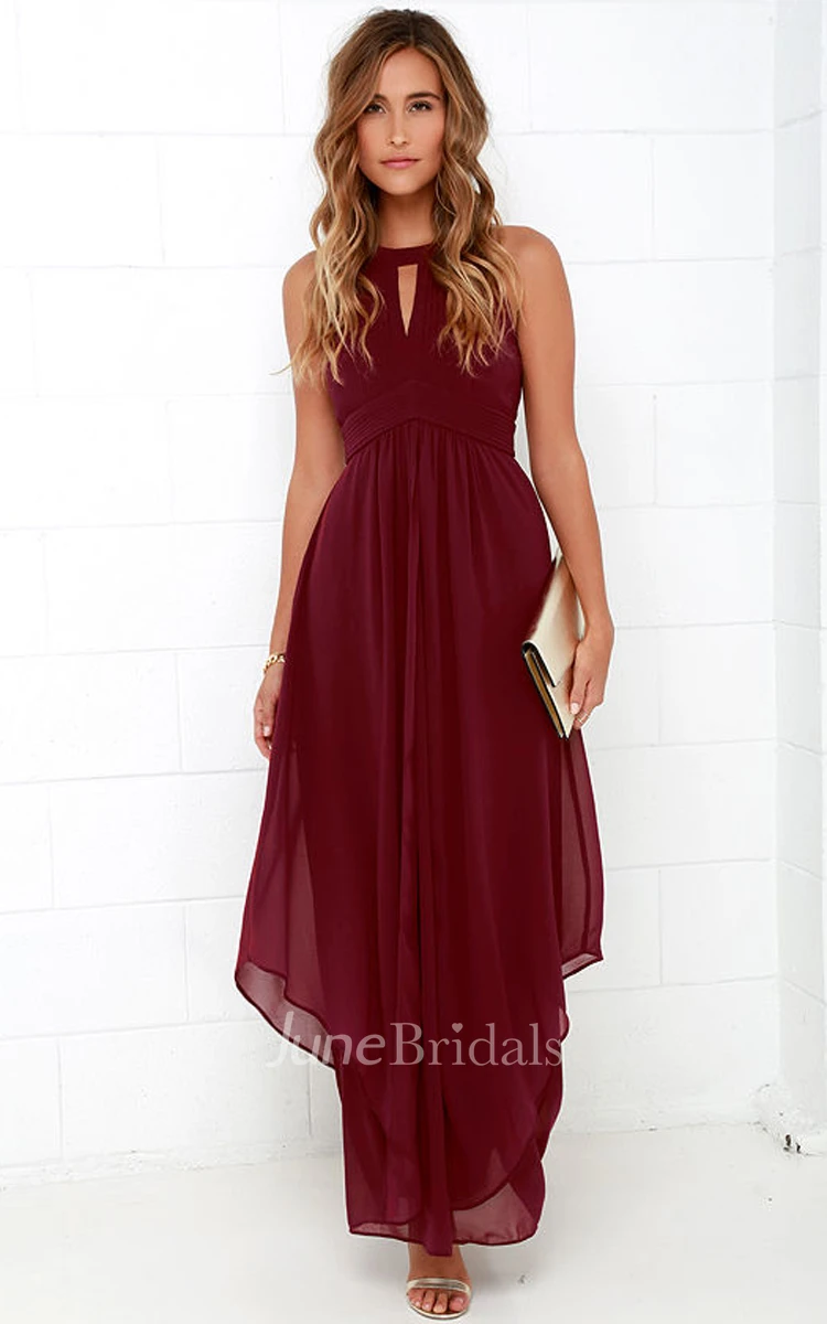 Brilliant Halter Sleeveless Empire Chiffon Long Dress