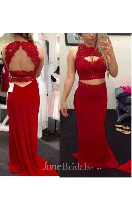 High Neck Sheath Sleeveless Dress with Keyhole