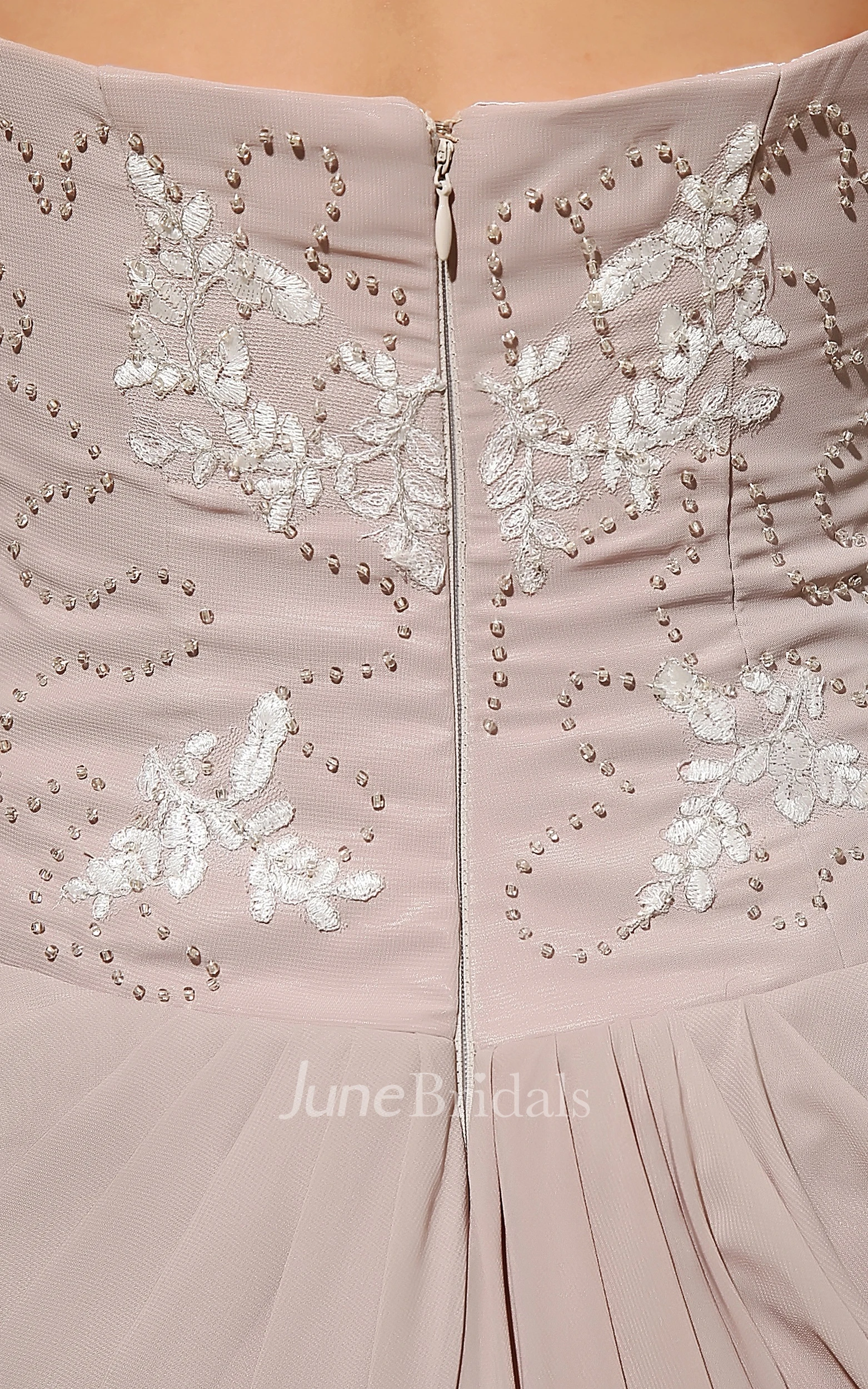 Chiffon Sleeveless Chiffon Dress With Beaded Halter and Appliques