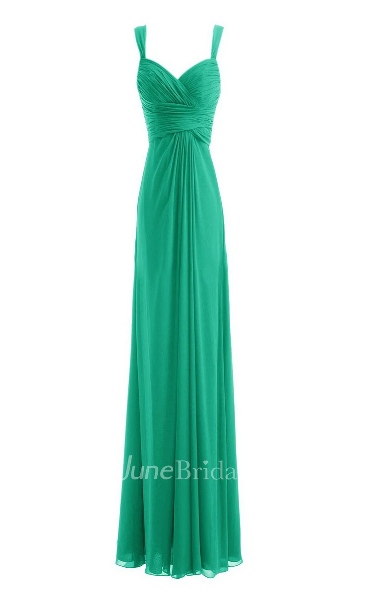 Spaghetti Straps Long Chiffon Dress With Basque Waist