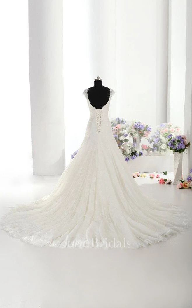 Beautiful Lace Mermaid Wedding Dress With Cap Sleeves Made to Order
