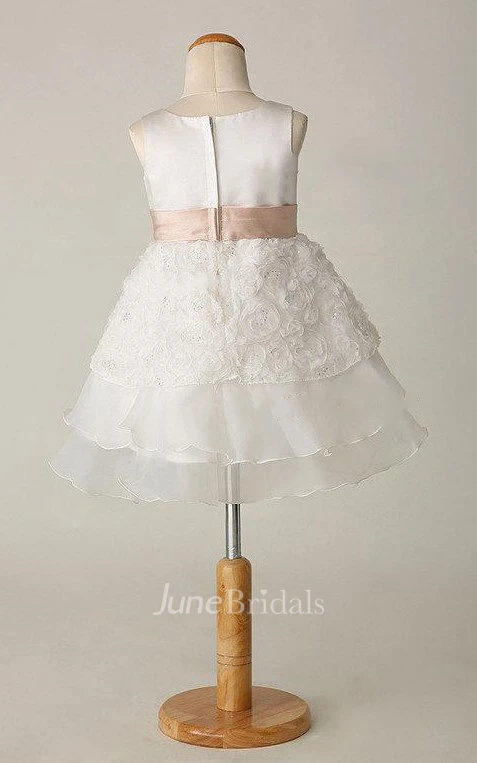 Cute Sleeveless Organza Dress With Flower Skirt