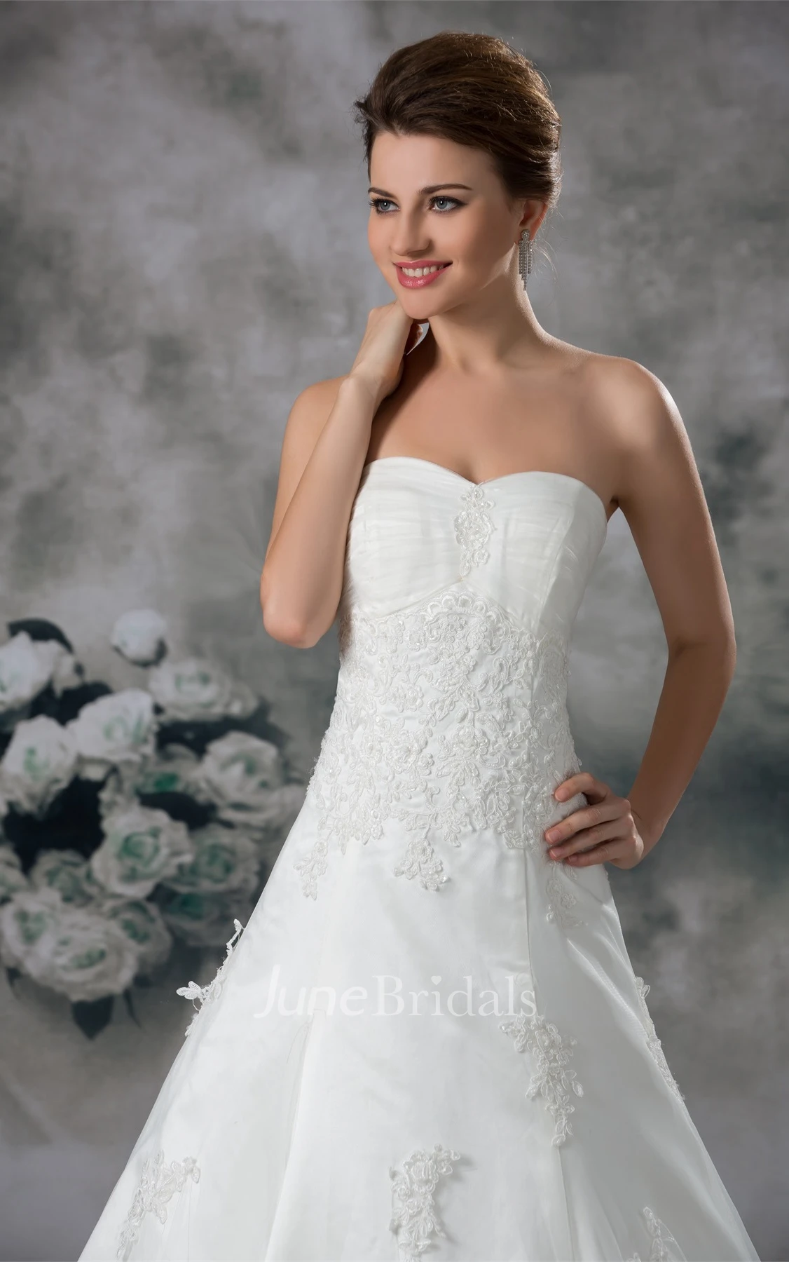 Sweetheart Lace A-Line Gown with Beading and Brush Train