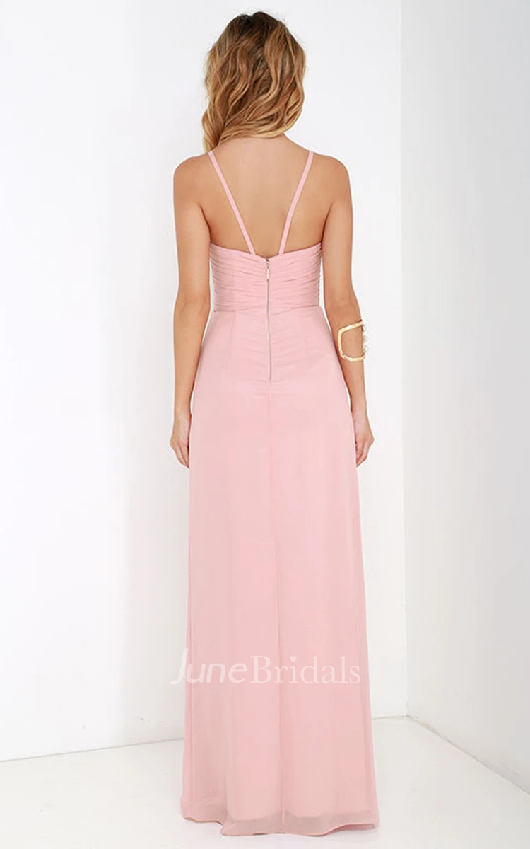 Elegant Sleeveless Chiffon Gown With Side Splits