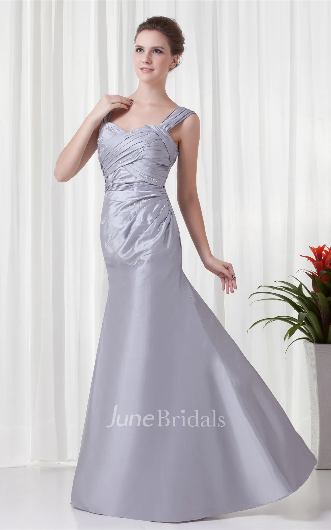 Refined Ruched Trumpet Gown with Stress and Bolero