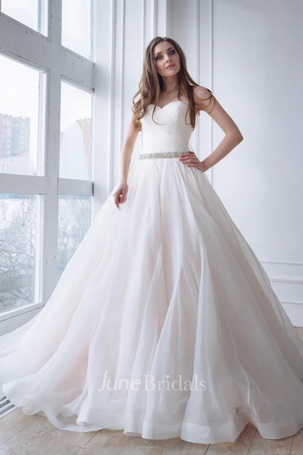 Organza Satin Lace Lace-Up Corset Back Wedding Dress