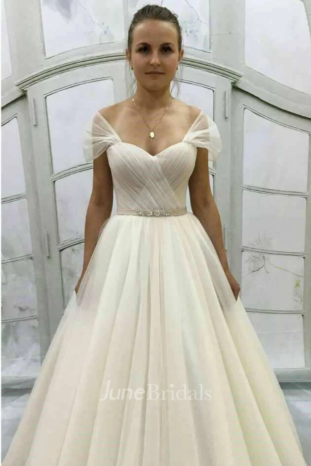 A-Line Short Mini V-Neck Tulle Draping Lace Embroidered Corset Back Wedding Dress