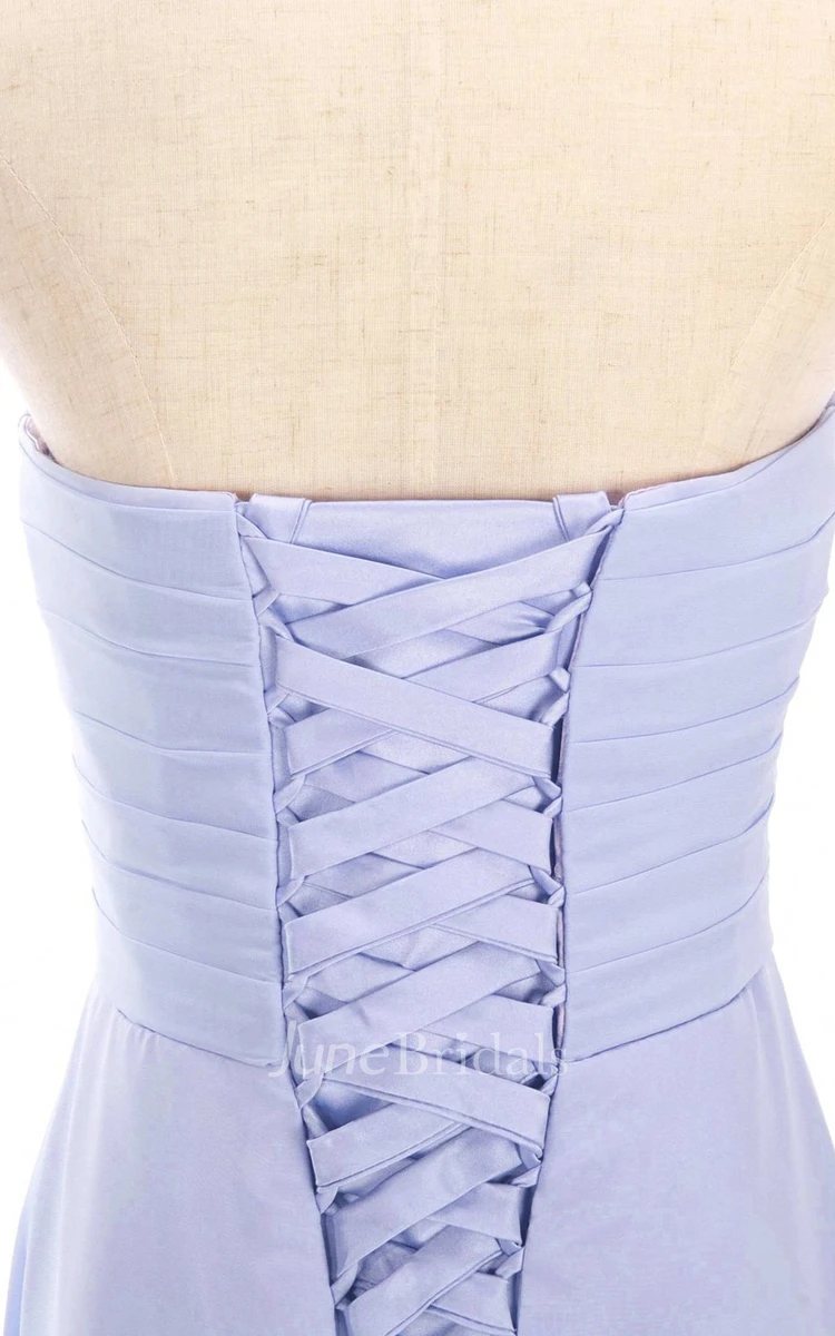 Strapless Ruched A-line Gown With Lace-up Back