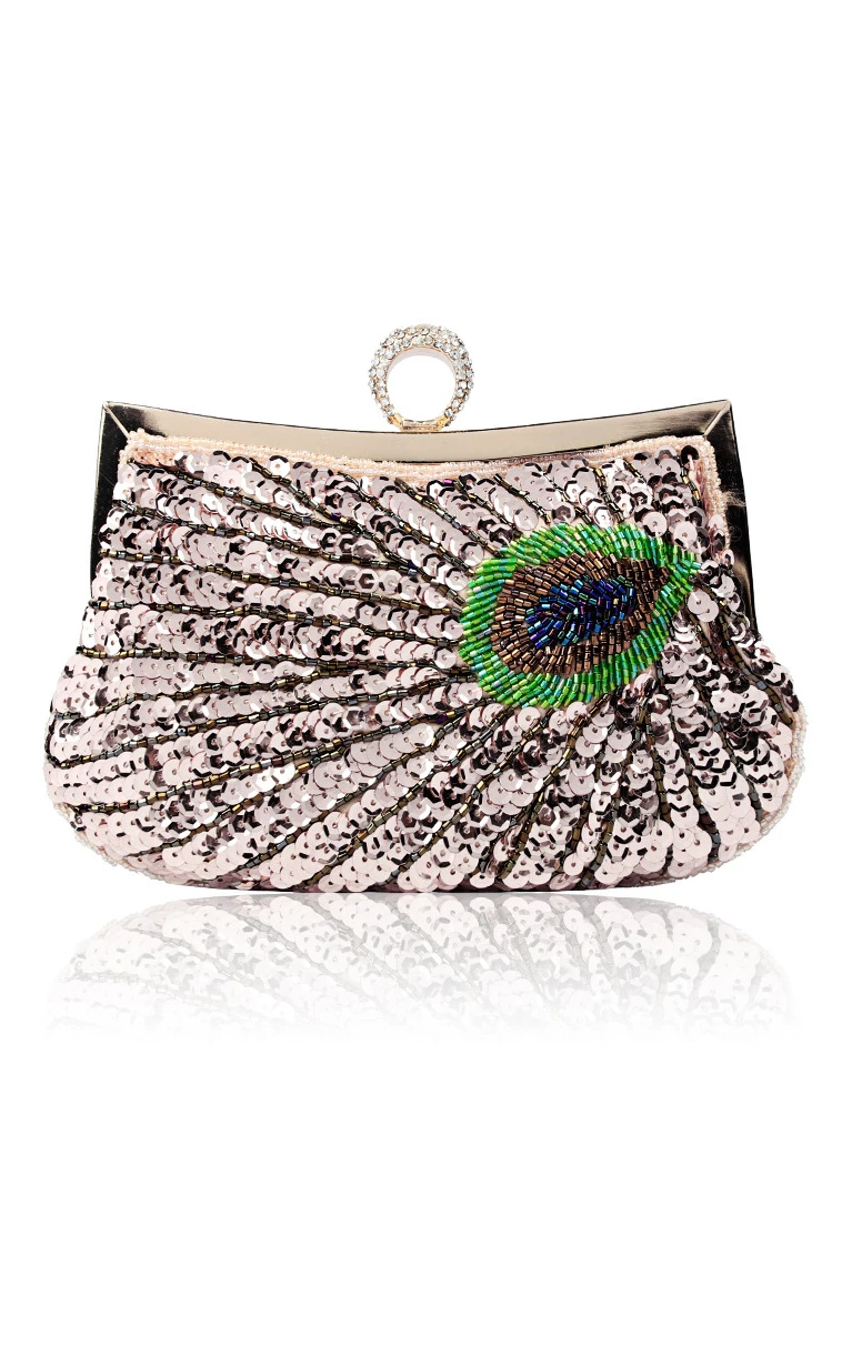 Sequin Peacock Clutch