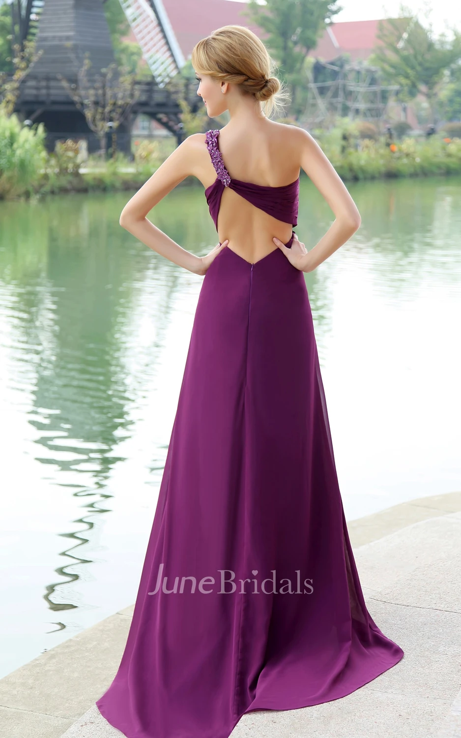 Ethereal Chiffon Backless Maxi Dress With Floral Strap