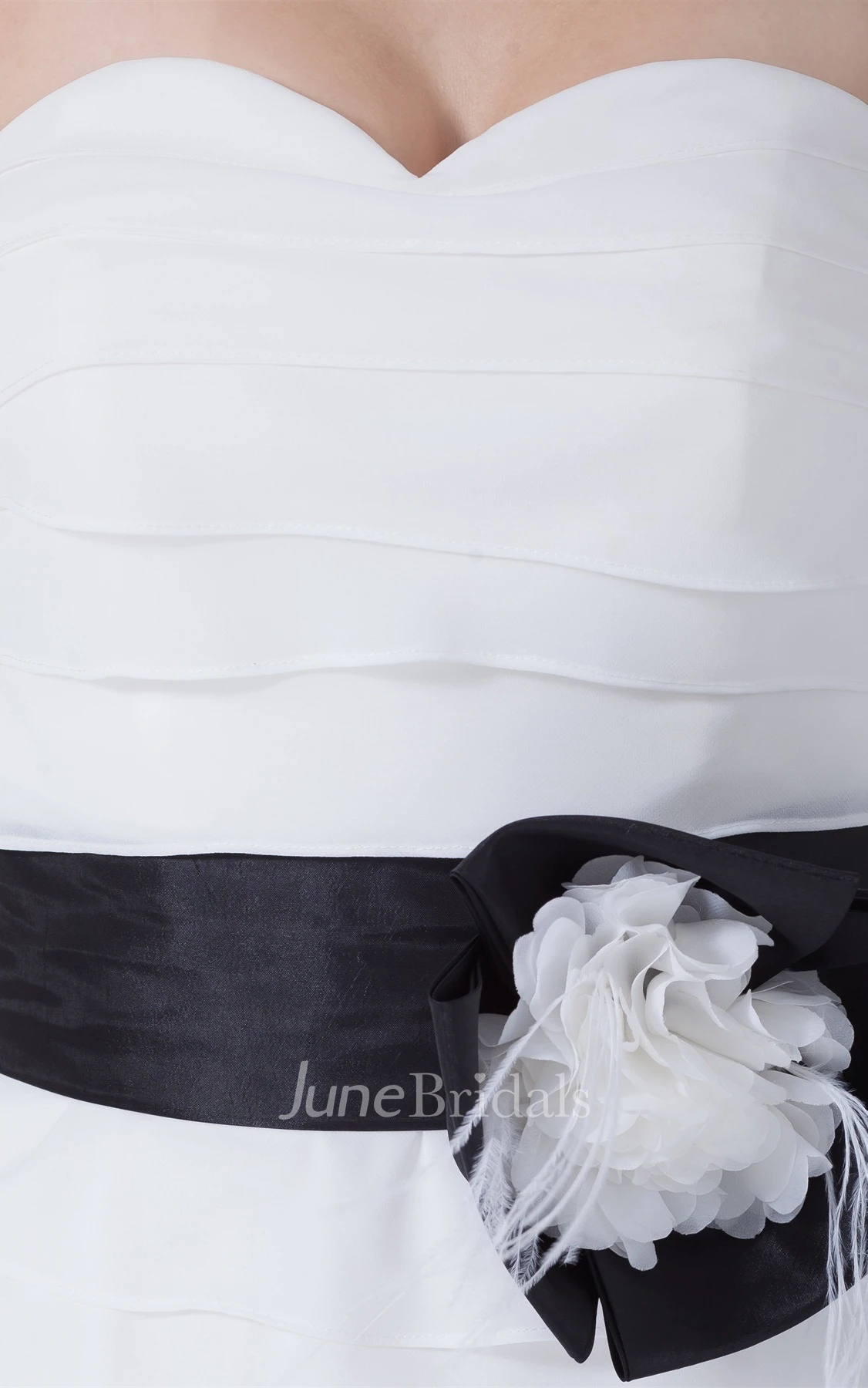 Sweetheart Chiffon Ruched Dress with Tiers and Floral Waist