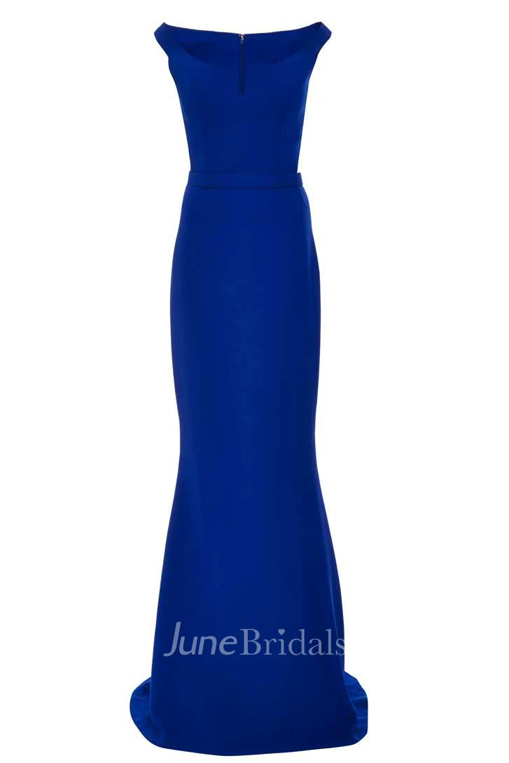 Sleeveless Mermaid Pleated Satin Dress With Cut Neck