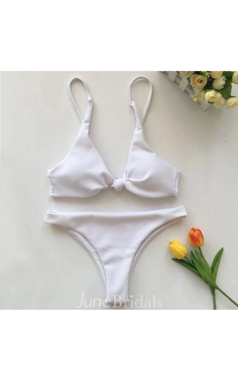 Plain Spaghetti High-Cut Bikini Set