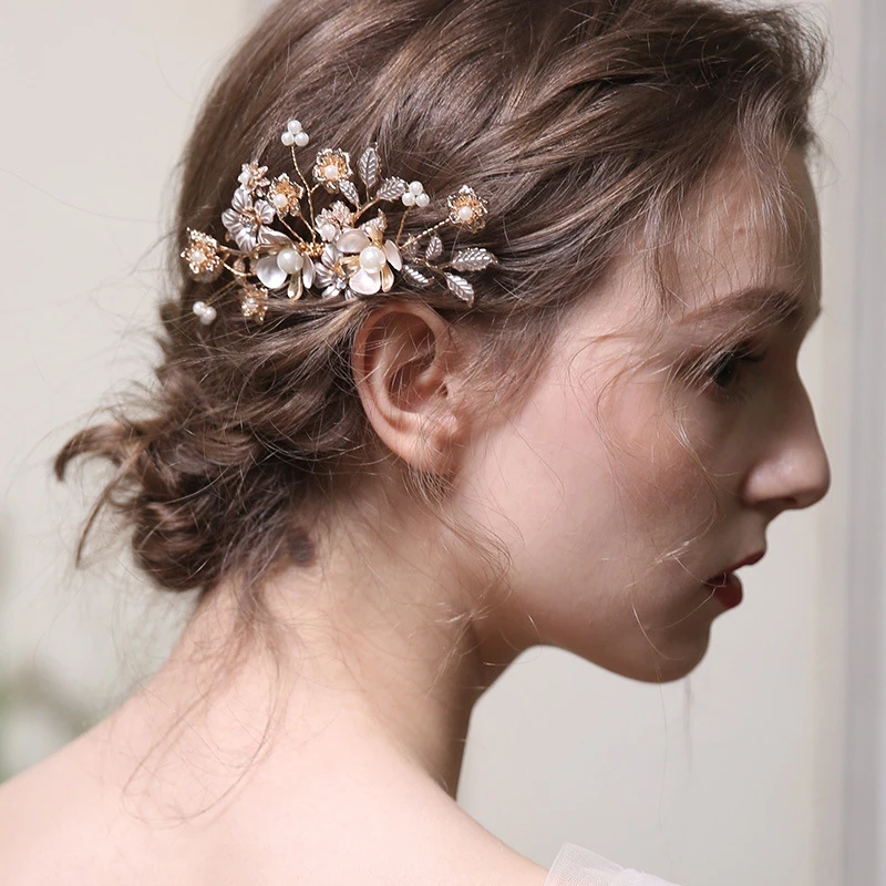 Elegant Vintage Floral Hair Combs with Pearls 