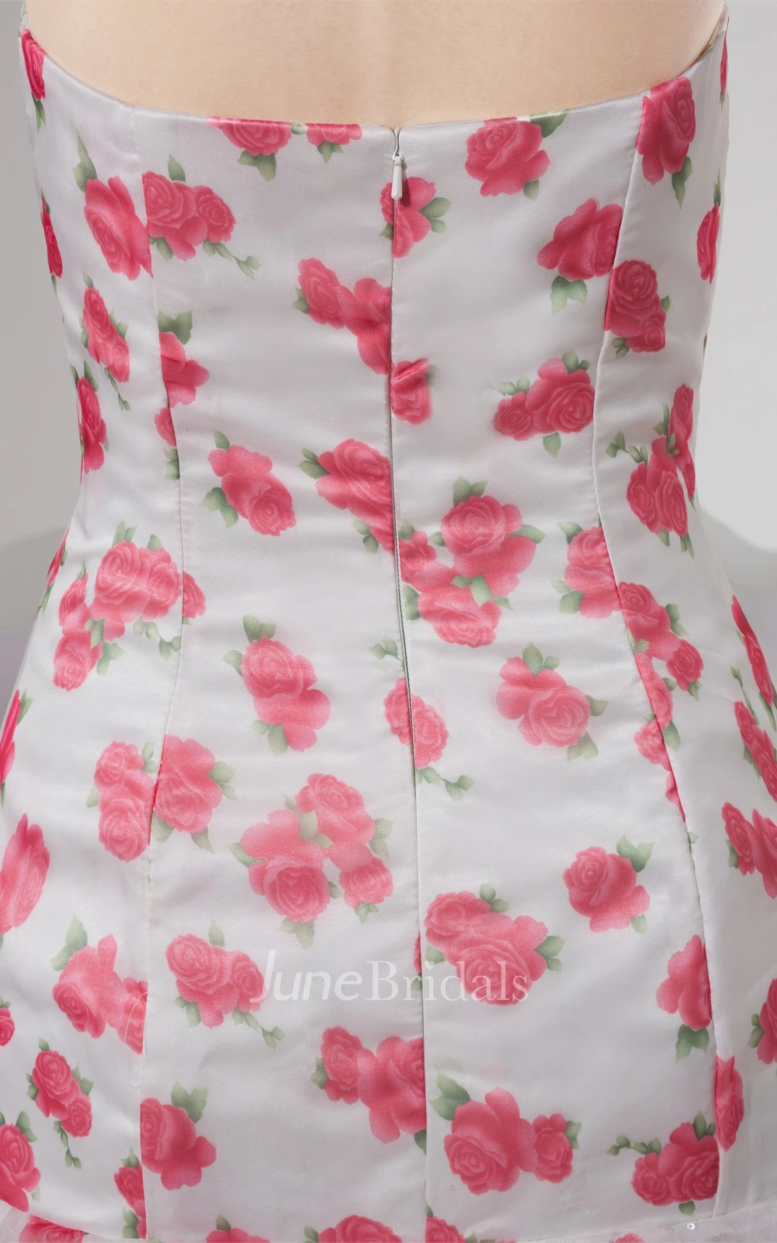 Floral Strapless A-Line Gown with Sequins and Peplum