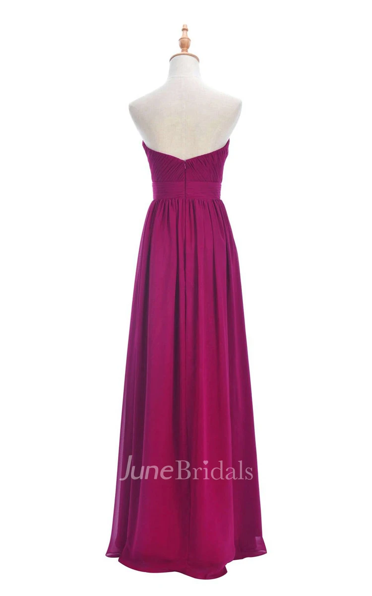 One-shoulder Sweetheart Long Empire Dress With Side Slit