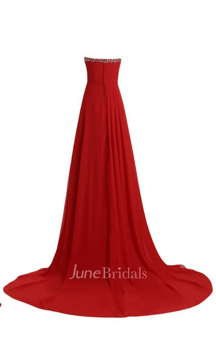 Strapless Court Train With Crystal Trim