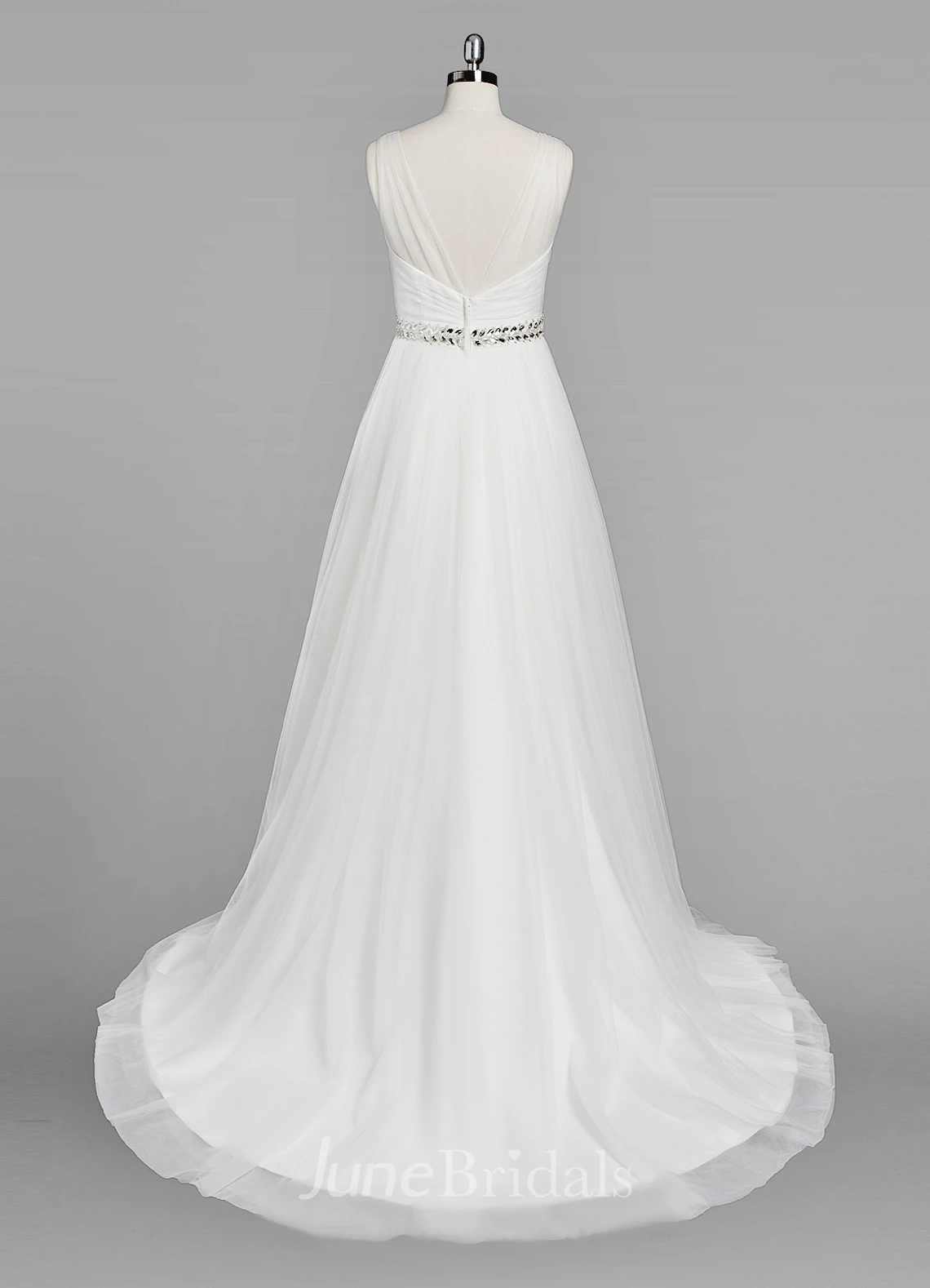 Vintage A-Line Ruffled Chiffon Wedding Dress With Appliques