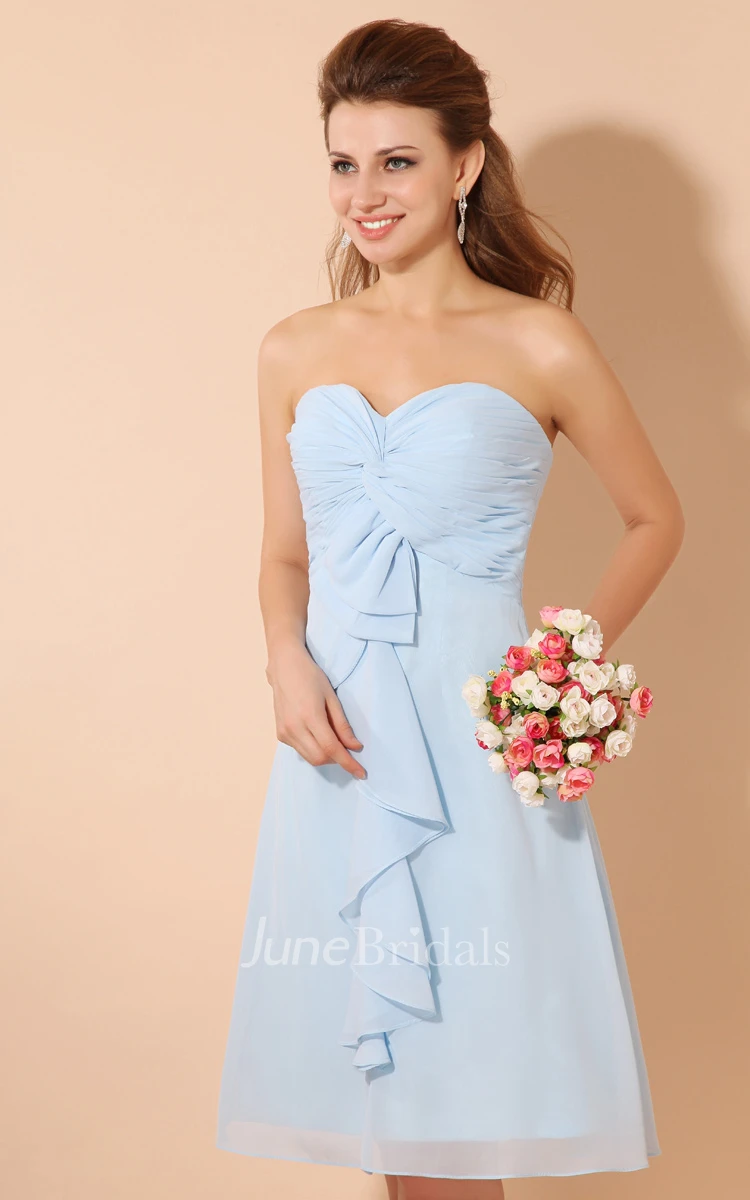 Simple Sweetheart Sleeveless Midi Dress With Crisscross Ruching