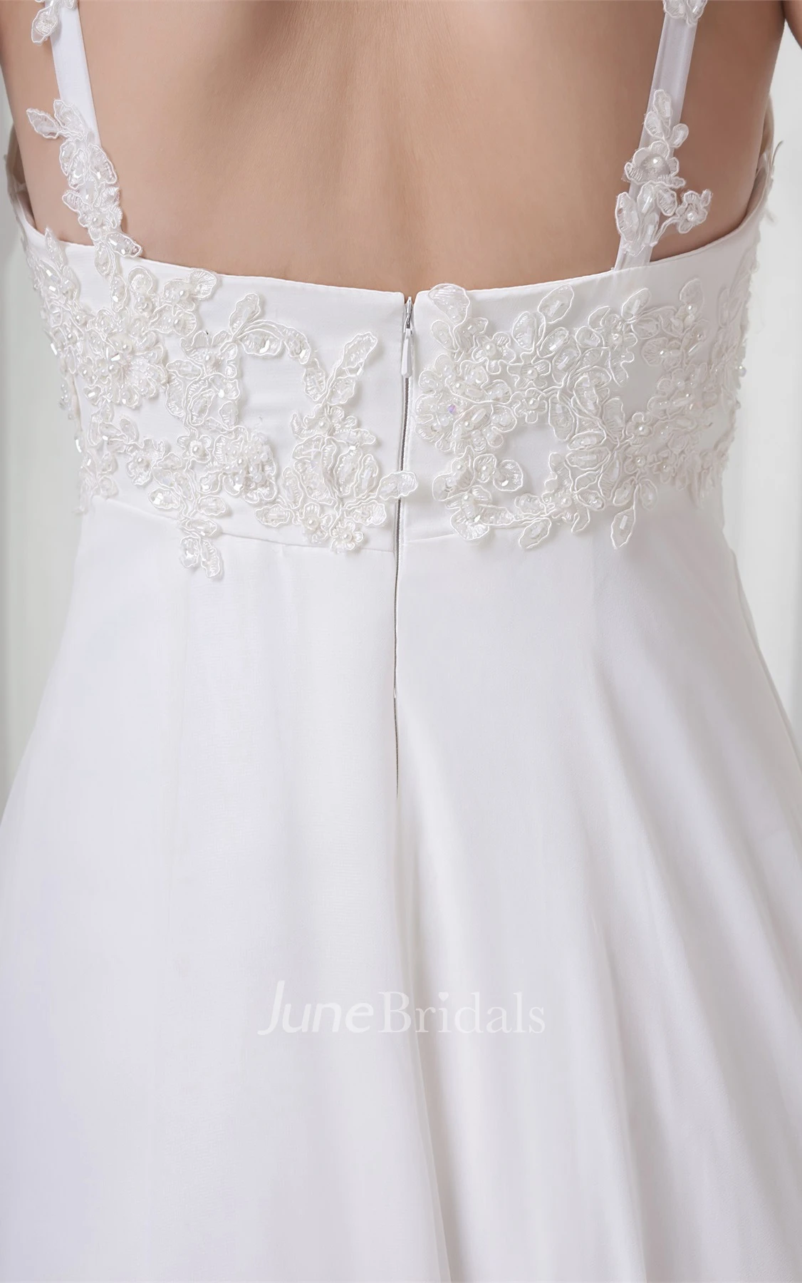 Spaghetti-Strap Empire Maxi Dress with Appliques