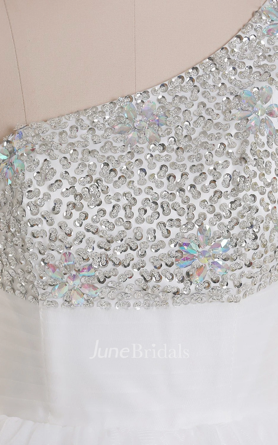 One-shoulder Sequined Bodice Short Tulle Dress