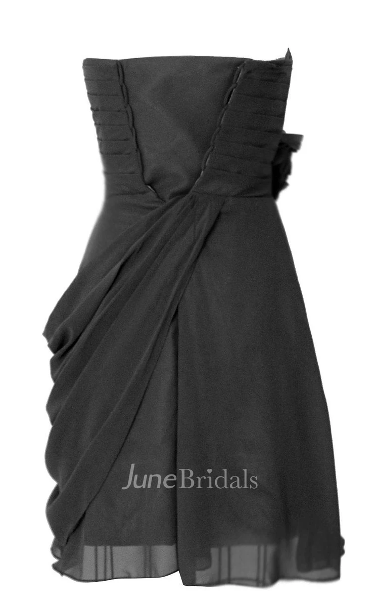 Sweetheart A-line Chiffon Dress With Flower