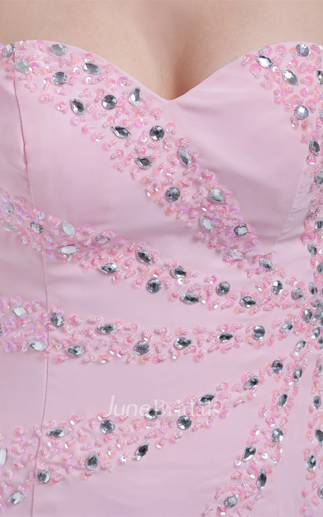 Sweetheart A-Line Beaded Chiffon Gown with Brush Train