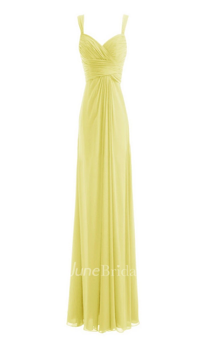 Spaghetti Straps Long Chiffon Dress With Basque Waist