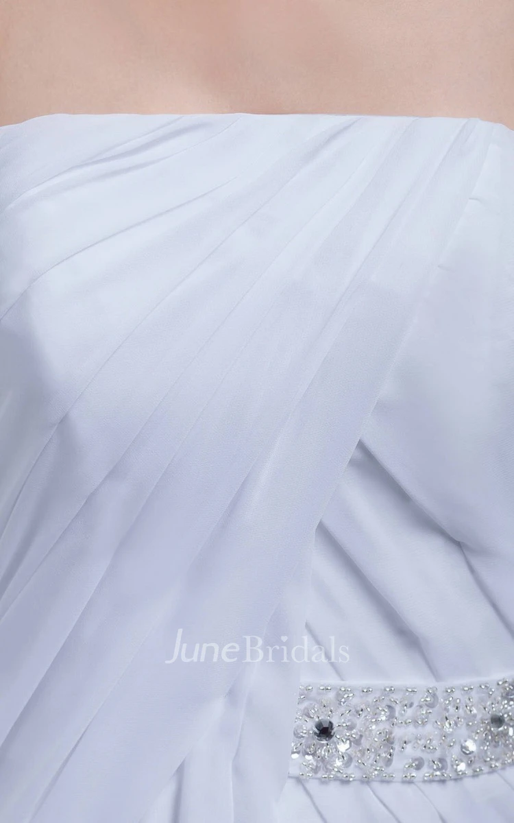 Train Strapless Chiffon A-line Gown With Beaded Band