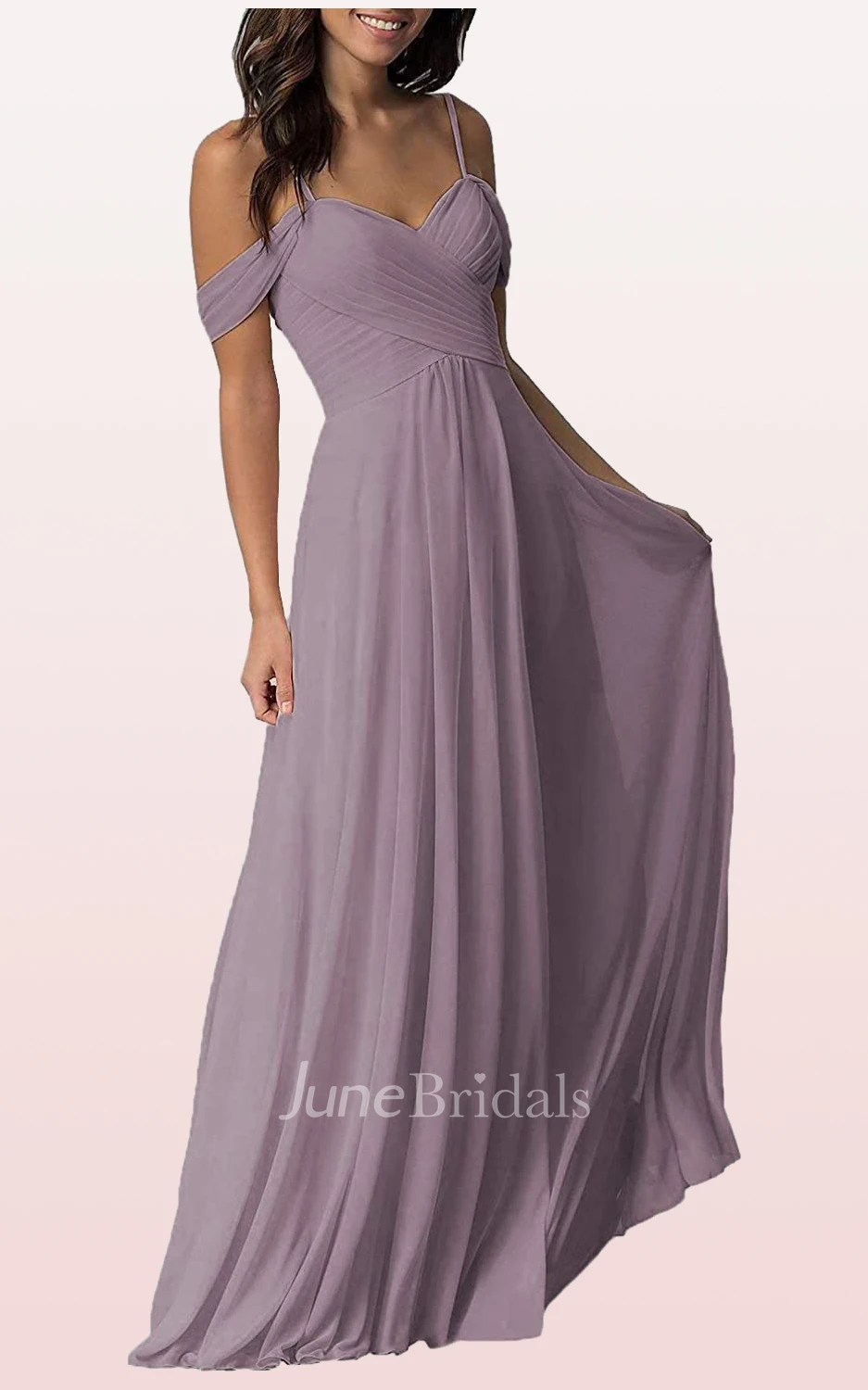 Simple A Line Off-the-shoulder Chiffon Sleeveless Bridesmaid Dress