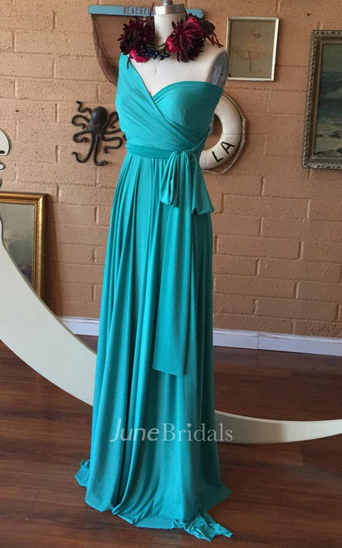 Pool Blue Satin Jersey Convertible Infinity Wrap Maternity Dress