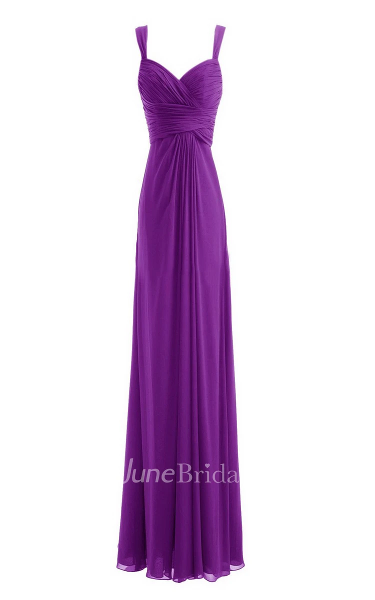 Spaghetti Straps Long Chiffon Dress With Basque Waist