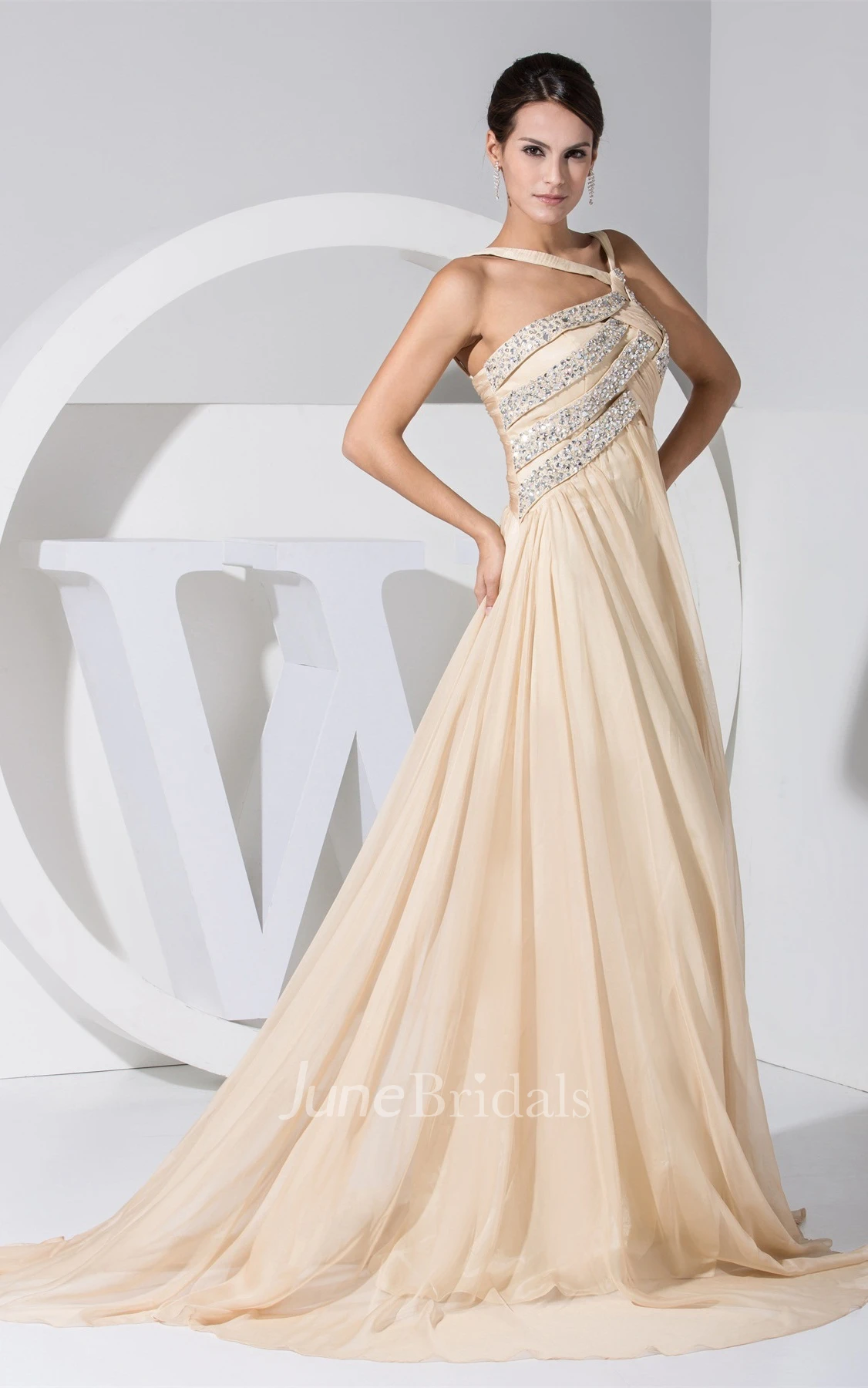 Strapped Empire Ruched Dress with Stress and Pleats