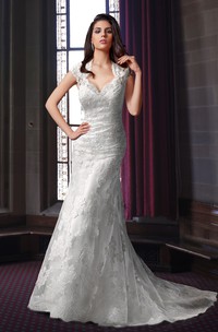 Sheath Lace Wedding Dress With Queen Anne Neck