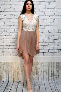 Short Backless Lace Dress With Sequins&Embroideries