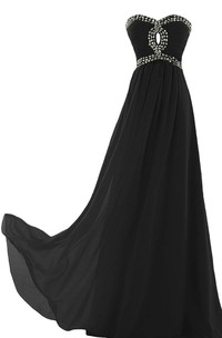 Sweetheart A-line Chiffon Gown With Beadings