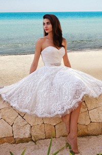 Princess Style Sweety Midi Wedding Dress With Sash
