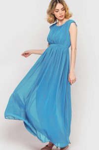 Sky Blue Long Chiffon Bridesmaid Dress
