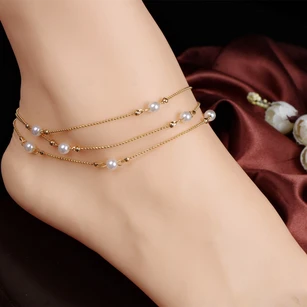 Multi-layer Copper Beads Pearl Women'S Bracelet 27Cm
