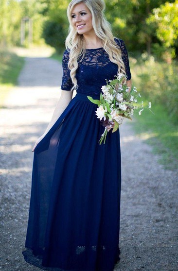 blue maxi bridesmaid dress