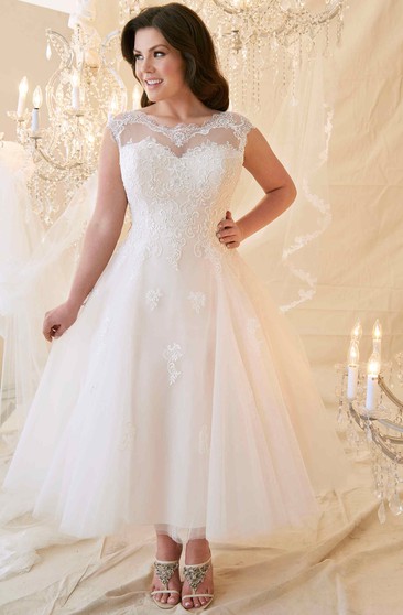 aline plus size short wedding dresses