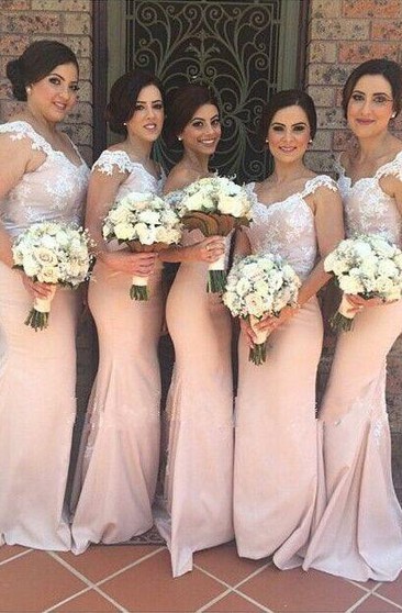 pale peach bridesmaid dresses