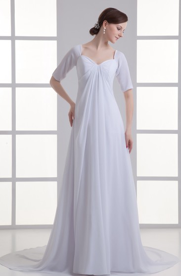 empire waist tea length wedding dress