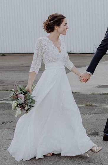 3 quarter length wedding dresses