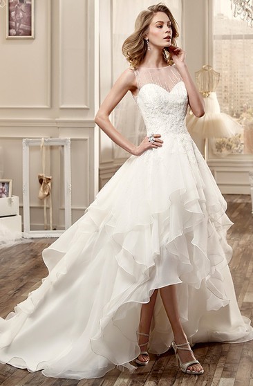 corset high low wedding dress
