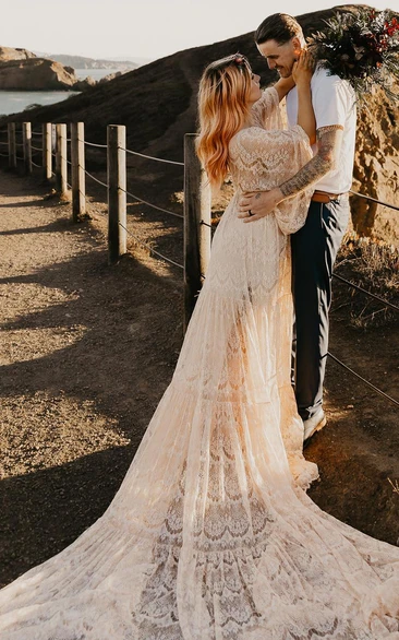 Long sleeve maternity wedding dress fashion