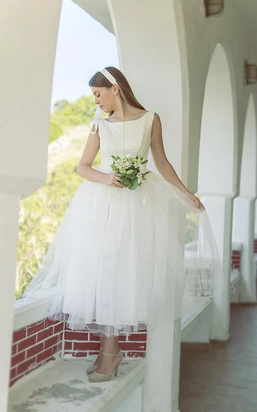 50s inspired Country Style Rockabilly Tea Length Wedding Dresses