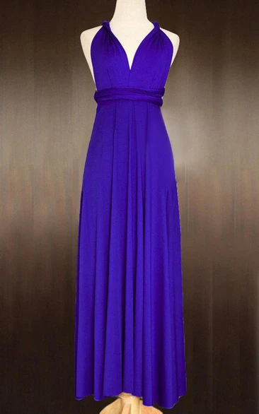 Maxi Royal Blue Bridesmaid Convertible Twist Wrap Prom Long Cocktail Dress
