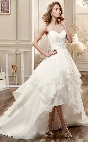 Wedding gown short hot sale front long back